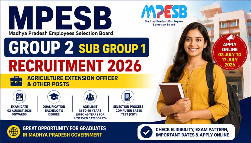MPESB Group 2 Recruitment 2026 Apply Online for Agriculture Extension Officer Posts
